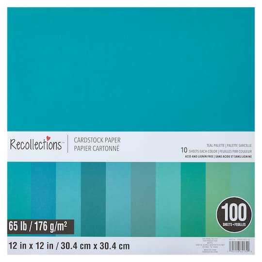 Teal Palette 12" x 12" Cardstock Paper by Recollections™, 100 Sheets